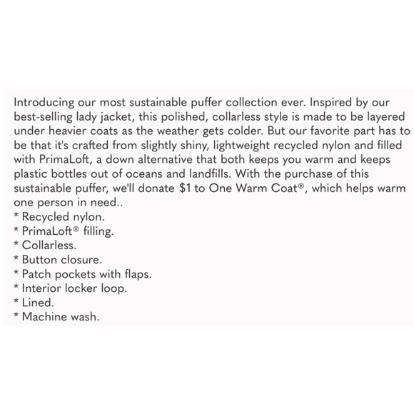 J. Crew Quilted Puffer Lady Jacket with PrimaLoft Black - Picture 11 of 11